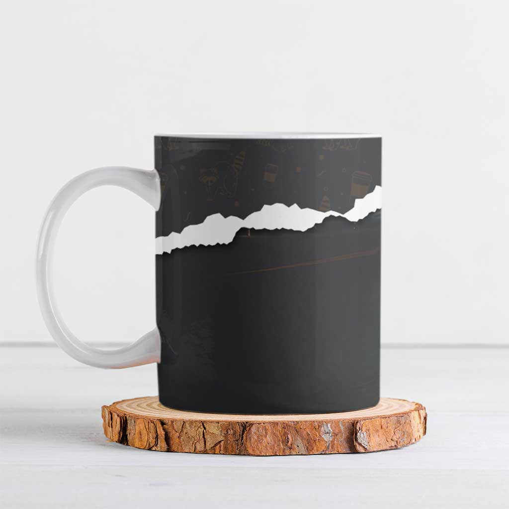 Cool Raccoon Drinking Iced Coffee Ceramic Mug Funny Animal Meme Urban Night Photography