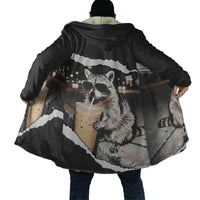 Cool Raccoon Drinking Iced Coffee Cloak Funny Animal Meme Urban Night Photography