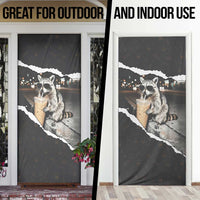 Cool Raccoon Drinking Iced Coffee Door Cover Funny Animal Meme Urban Night Photography