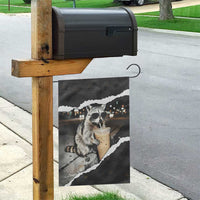 Cool Raccoon Drinking Iced Coffee Garden Flag Funny Animal Meme Urban Night Photography