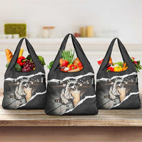 Cool Raccoon Drinking Iced Coffee Grocery Bag Funny Animal Meme Urban Night Photography
