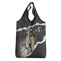 Cool Raccoon Drinking Iced Coffee Grocery Bag Funny Animal Meme Urban Night Photography