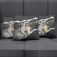 Cool Raccoon Drinking Iced Coffee Pillow Cover Funny Animal Meme Urban Night Photography