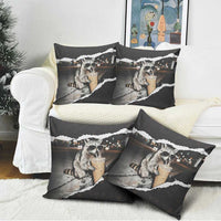 Cool Raccoon Drinking Iced Coffee Pillow Cover Funny Animal Meme Urban Night Photography
