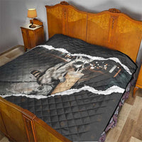 Cool Raccoon Drinking Iced Coffee Quilt Funny Animal Meme Urban Night Photography