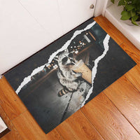 Cool Raccoon Drinking Iced Coffee Rubber Doormat Funny Animal Meme Urban Night Photography