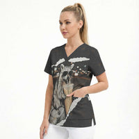 Cool Raccoon Drinking Iced Coffee Scrub Top Funny Animal Meme Urban Night Photography