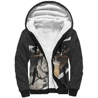 Cool Raccoon Drinking Iced Coffee Sherpa Hoodie Funny Animal Meme Urban Night Photography
