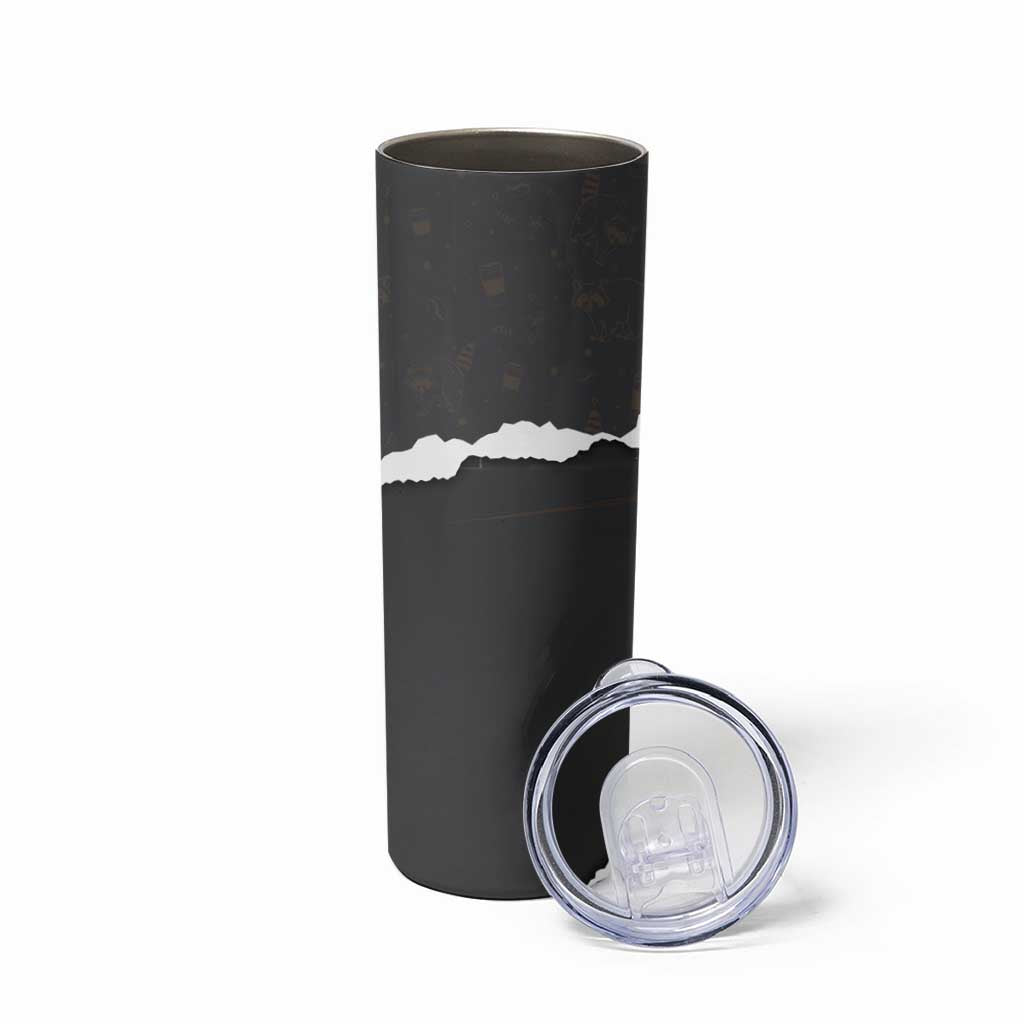 Cool Raccoon Drinking Iced Coffee Skinny Tumbler Funny Animal Meme Urban Night Photography