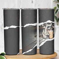 Cool Raccoon Drinking Iced Coffee Skinny Tumbler Funny Animal Meme Urban Night Photography