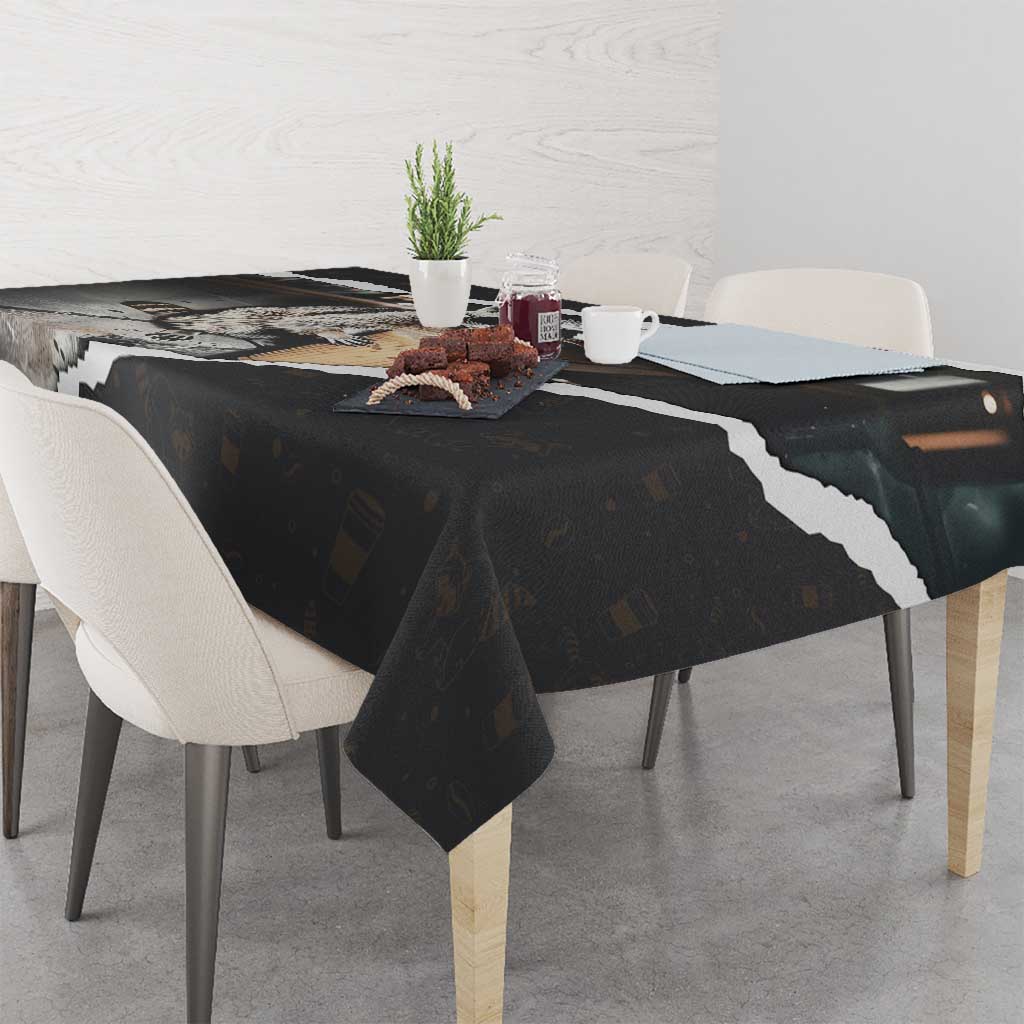 Cool Raccoon Drinking Iced Coffee Tablecloth Funny Animal Meme Urban Night Photography