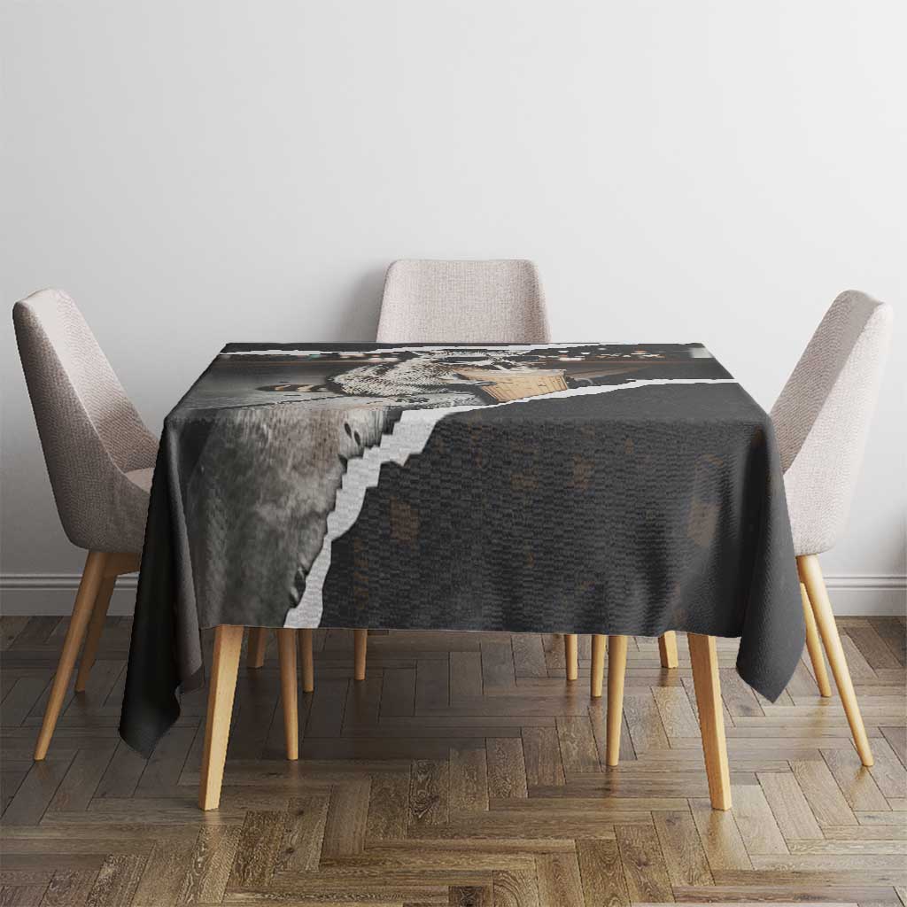 Cool Raccoon Drinking Iced Coffee Tablecloth Funny Animal Meme Urban Night Photography