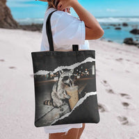 Cool Raccoon Drinking Iced Coffee Tote Bag Funny Animal Meme Urban Night Photography