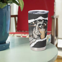 Cool Raccoon Drinking Iced Coffee Tumbler Cup Funny Animal Meme Urban Night Photography