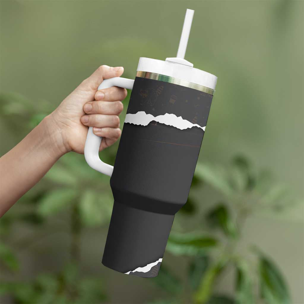 Cool Raccoon Drinking Iced Coffee Tumbler With Handle Funny Animal Meme Urban Night Photography