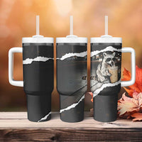Cool Raccoon Drinking Iced Coffee Tumbler With Handle Funny Animal Meme Urban Night Photography