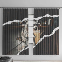 Cool Raccoon Drinking Iced Coffee Window Curtain Funny Animal Meme Urban Night Photography