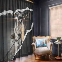 Cool Raccoon Drinking Iced Coffee Window Curtain Funny Animal Meme Urban Night Photography