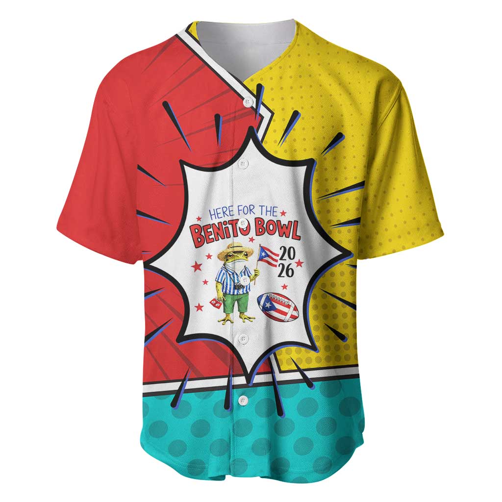 Benito Bowl Puerto Rican Frog Baseball Jersey Playful Pop‑Culture Game Day