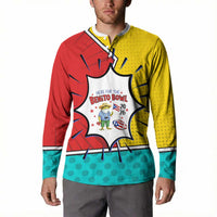 Benito Bowl Puerto Rican Frog Button Sweatshirt Playful Pop‑Culture Game Day