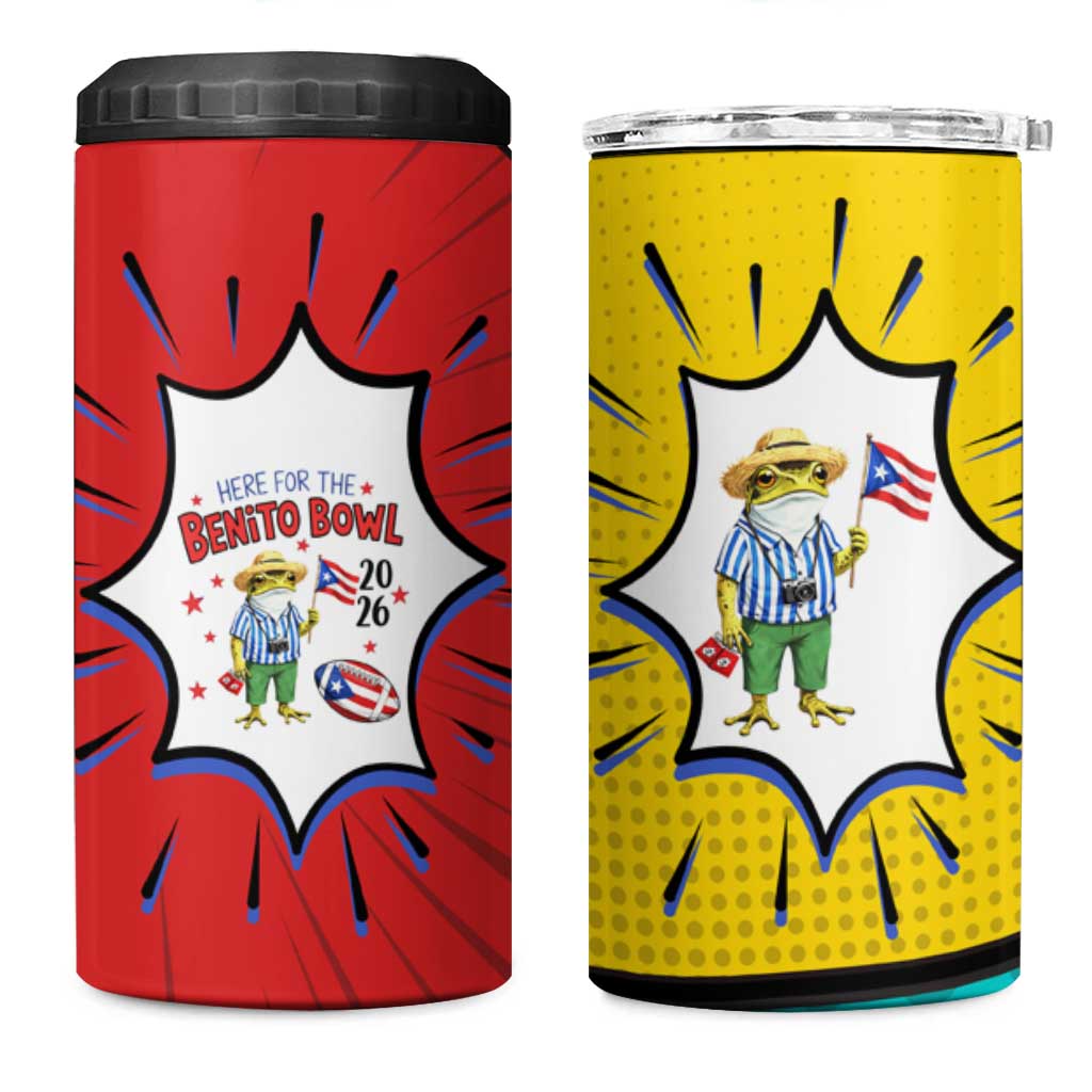 Benito Bowl Puerto Rican Frog 4 in 1 Can Cooler Tumbler Playful Pop‑Culture Game Day