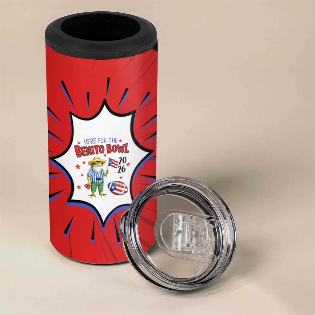 Benito Bowl Puerto Rican Frog 4 in 1 Can Cooler Tumbler Playful Pop‑Culture Game Day