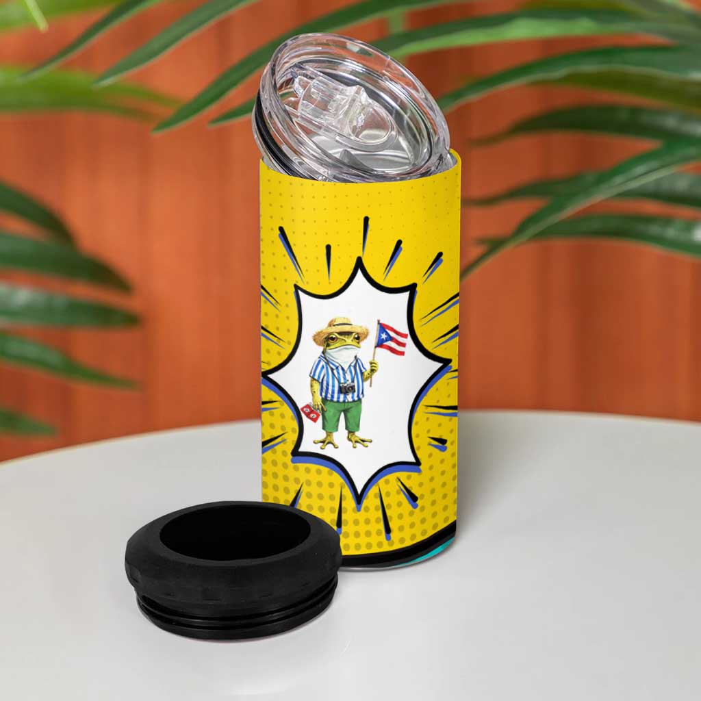 Benito Bowl Puerto Rican Frog 4 in 1 Can Cooler Tumbler Playful Pop‑Culture Game Day