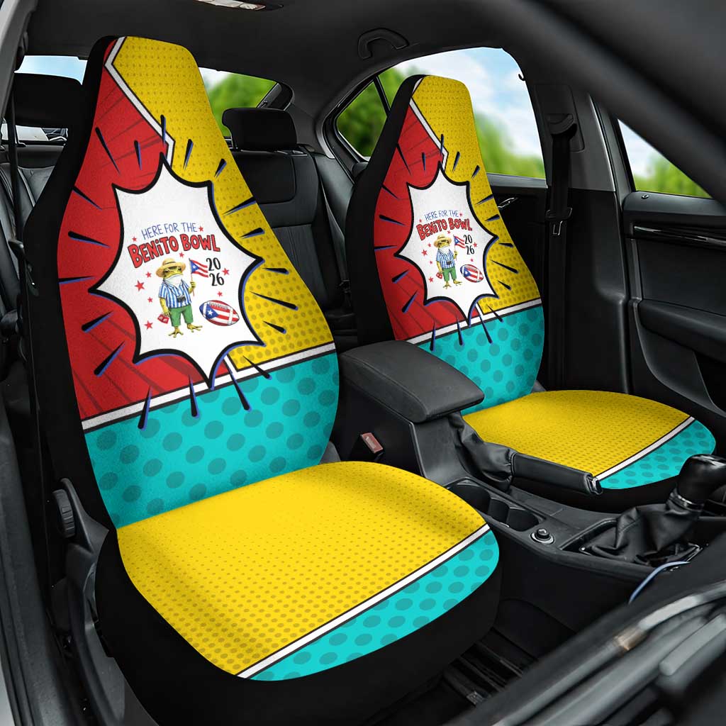 Benito Bowl Puerto Rican Frog Car Seat Cover Playful Pop‑Culture Game Day
