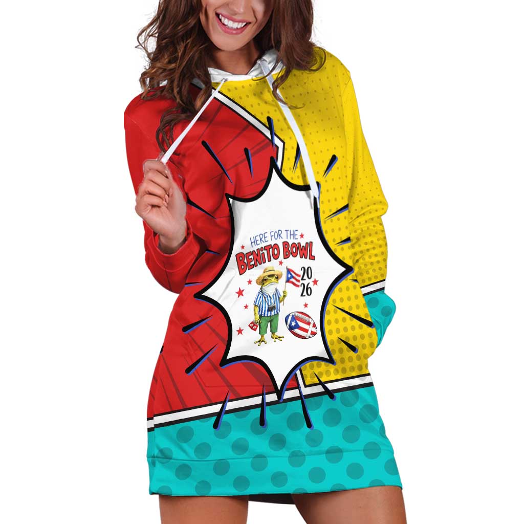 Benito Bowl Puerto Rican Frog Hoodie Dress Playful Pop‑Culture Game Day