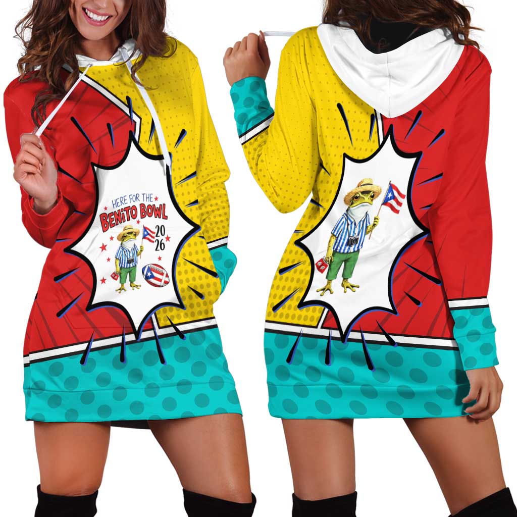 Benito Bowl Puerto Rican Frog Hoodie Dress Playful Pop‑Culture Game Day