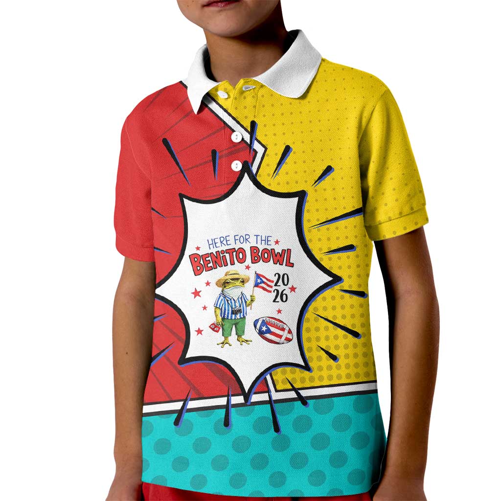Benito Bowl Puerto Rican Frog Kid Polo Shirt Playful Pop‑Culture Game Day