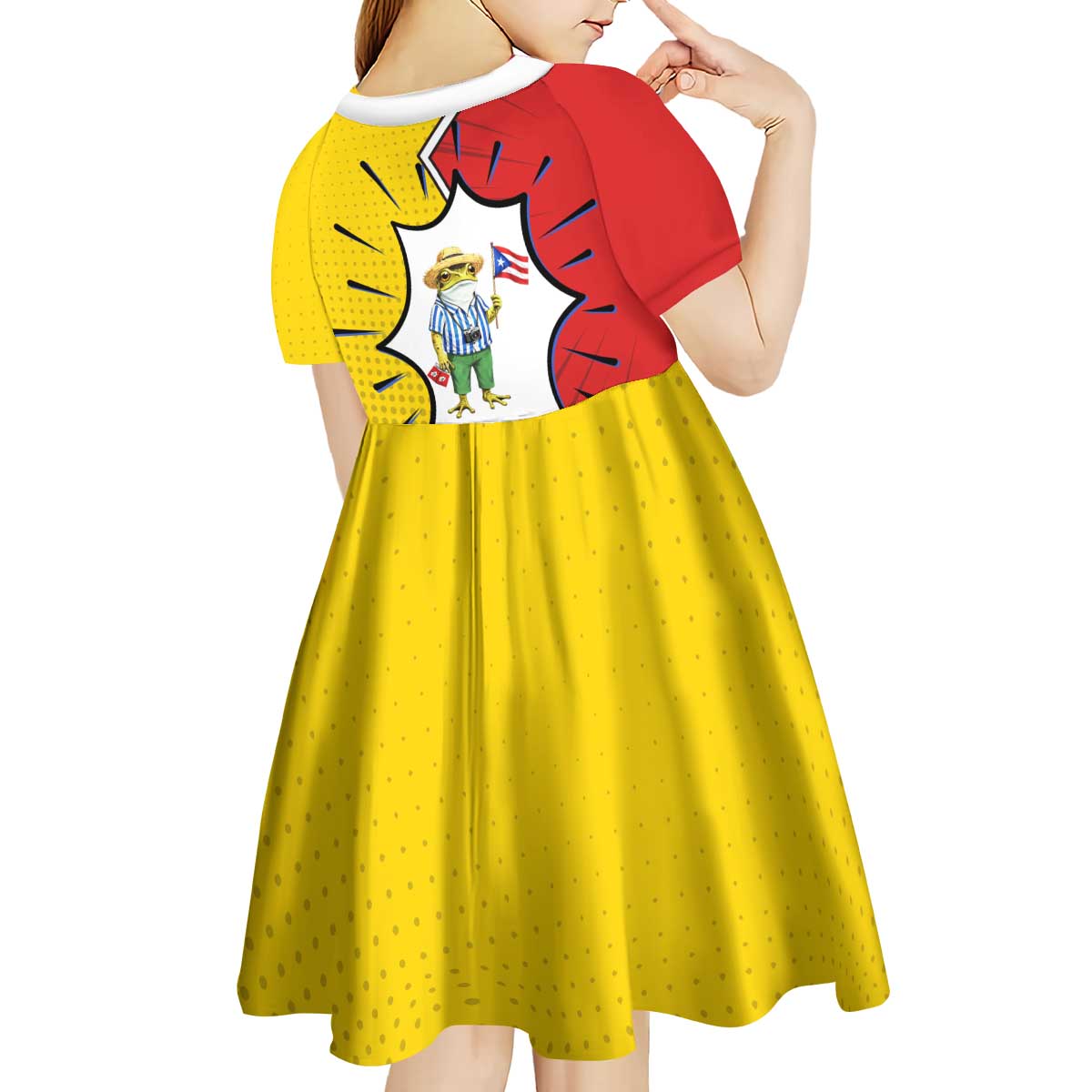 Benito Bowl Puerto Rican Frog Kid Short Sleeve Dress Playful Pop‑Culture Game Day