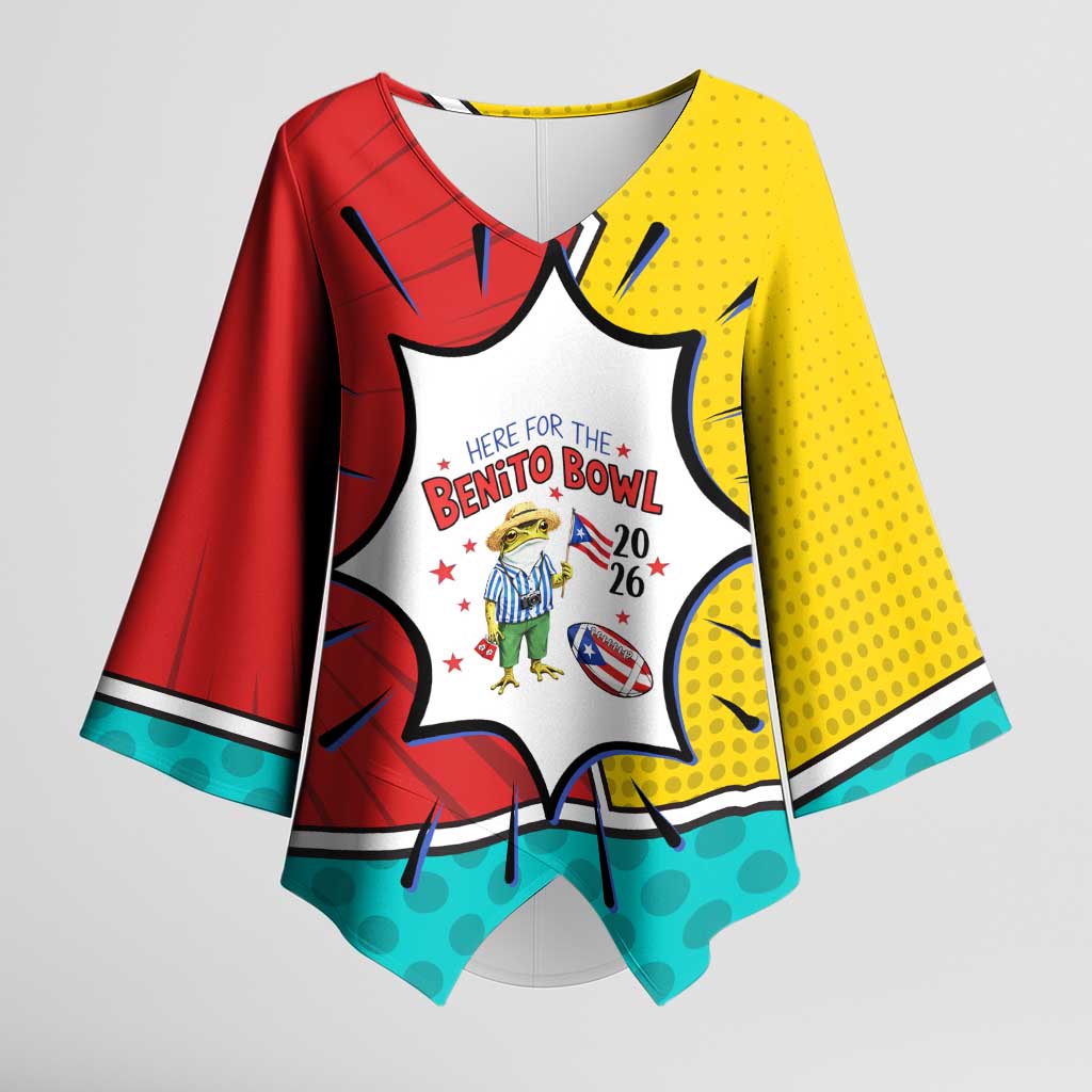 Benito Bowl Puerto Rican Frog Kimono Sleeve Blouse Playful Pop‑Culture Game Day