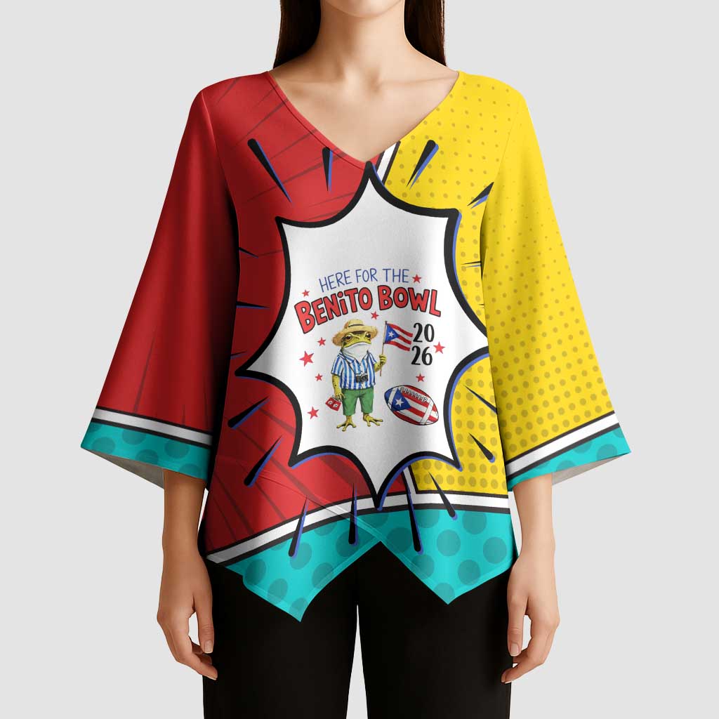 Benito Bowl Puerto Rican Frog Kimono Sleeve Blouse Playful Pop‑Culture Game Day