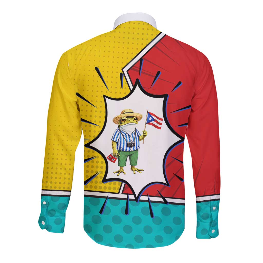 Benito Bowl Puerto Rican Frog Long Sleeve Button Shirt Playful Pop‑Culture Game Day