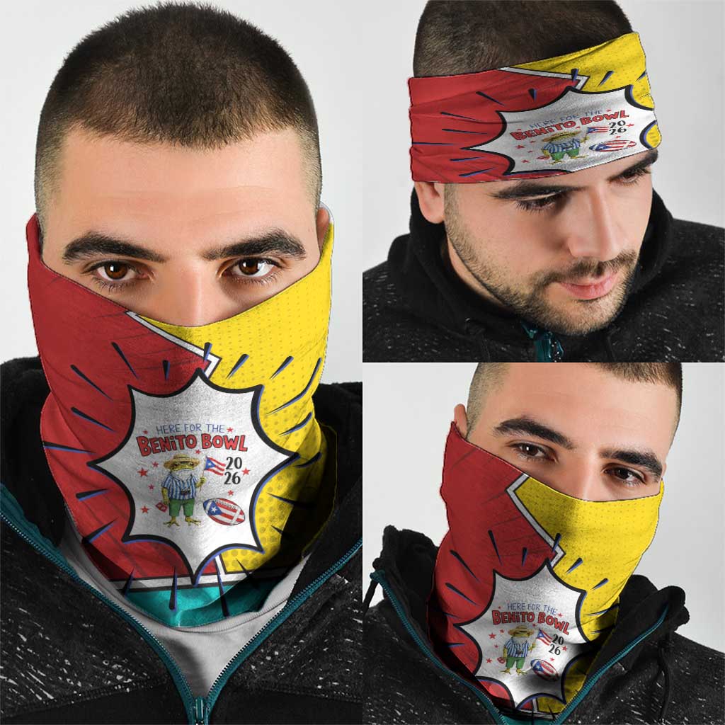 Benito Bowl Puerto Rican Frog Neck Gaiter Playful Pop‑Culture Game Day