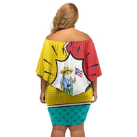 Benito Bowl Puerto Rican Frog Off Shoulder Short Dress Playful Pop‑Culture Game Day