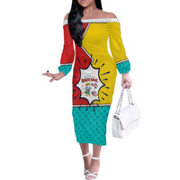 Benito Bowl Puerto Rican Frog Off The Shoulder Long Sleeve Dress Playful Pop‑Culture Game Day