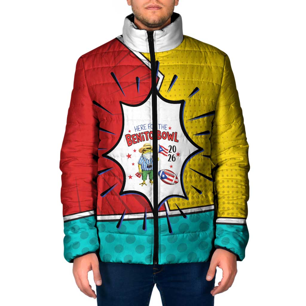 Benito Bowl Puerto Rican Frog Padded Jacket Playful Pop‑Culture Game Day