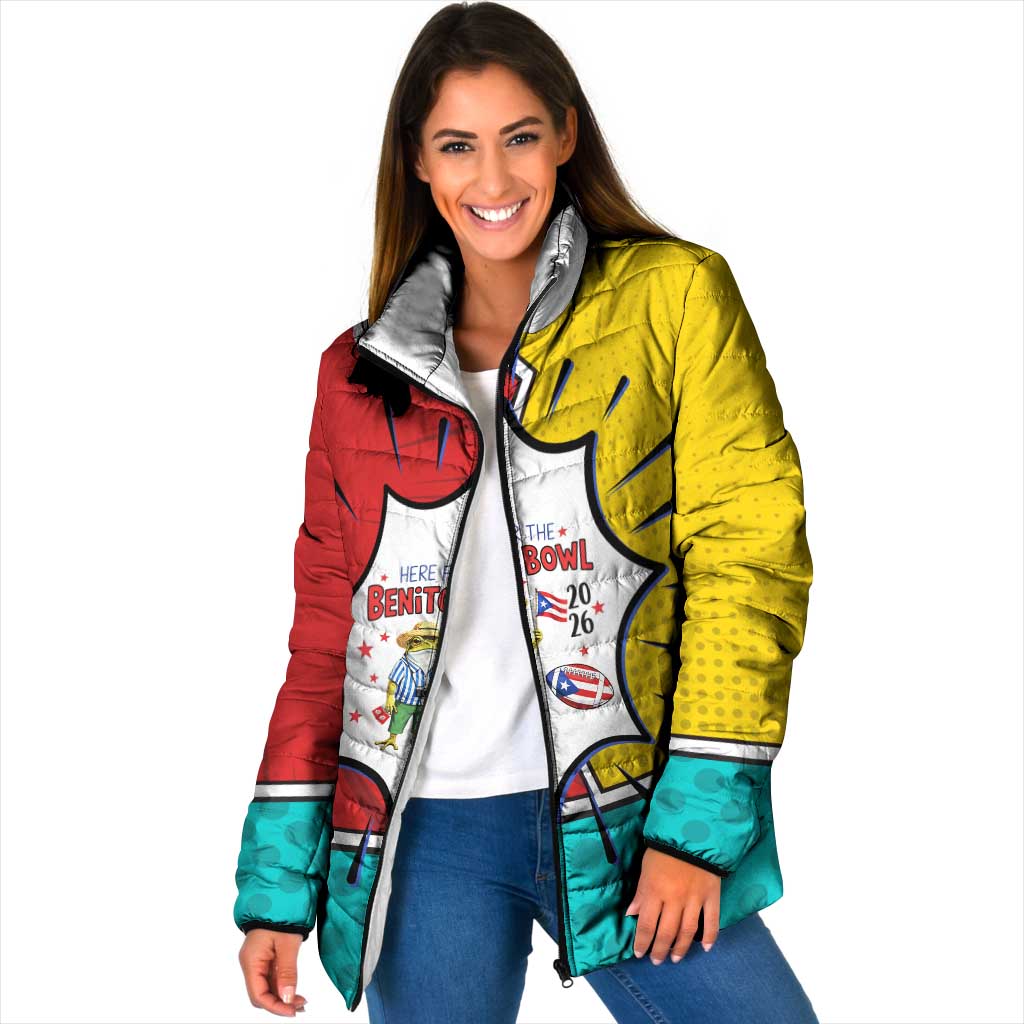 Benito Bowl Puerto Rican Frog Padded Jacket Playful Pop‑Culture Game Day
