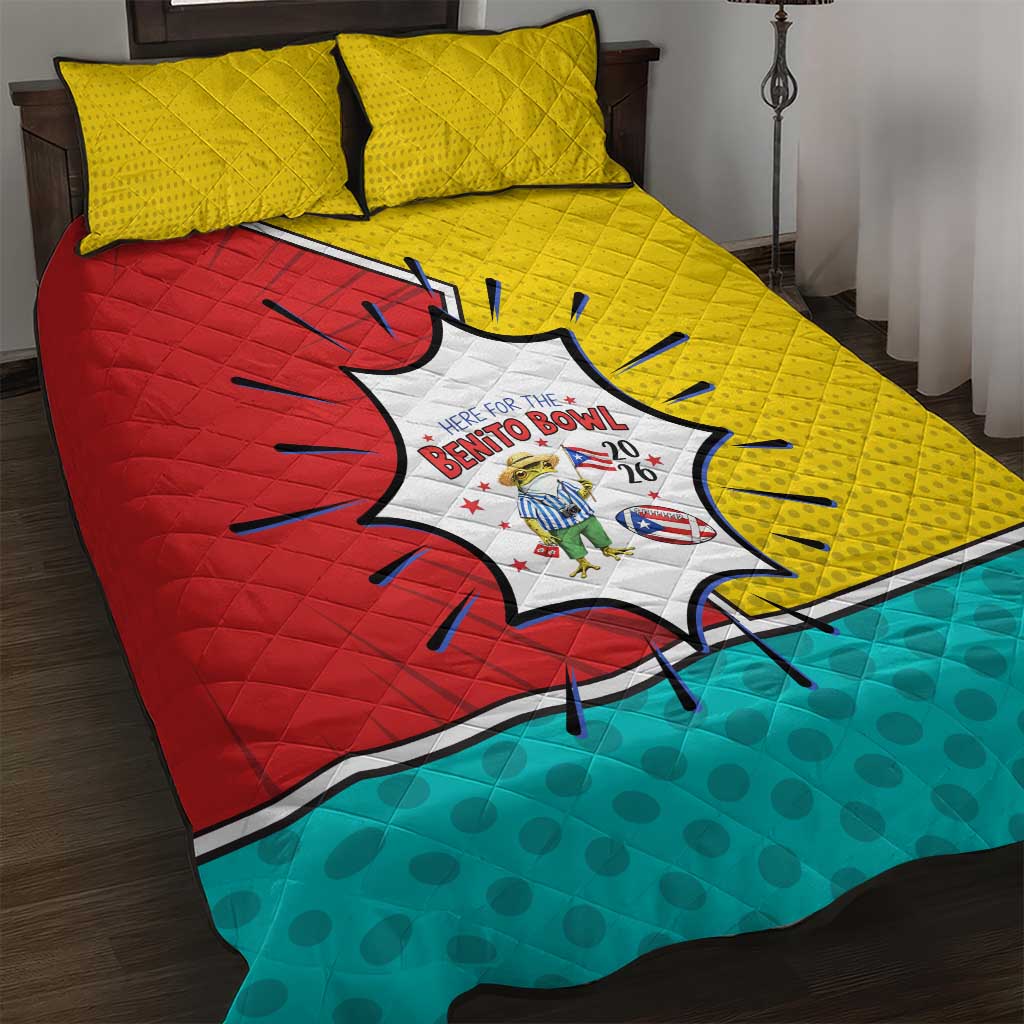 Benito Bowl Puerto Rican Frog Quilt Bed Set Playful Pop‑Culture Game Day