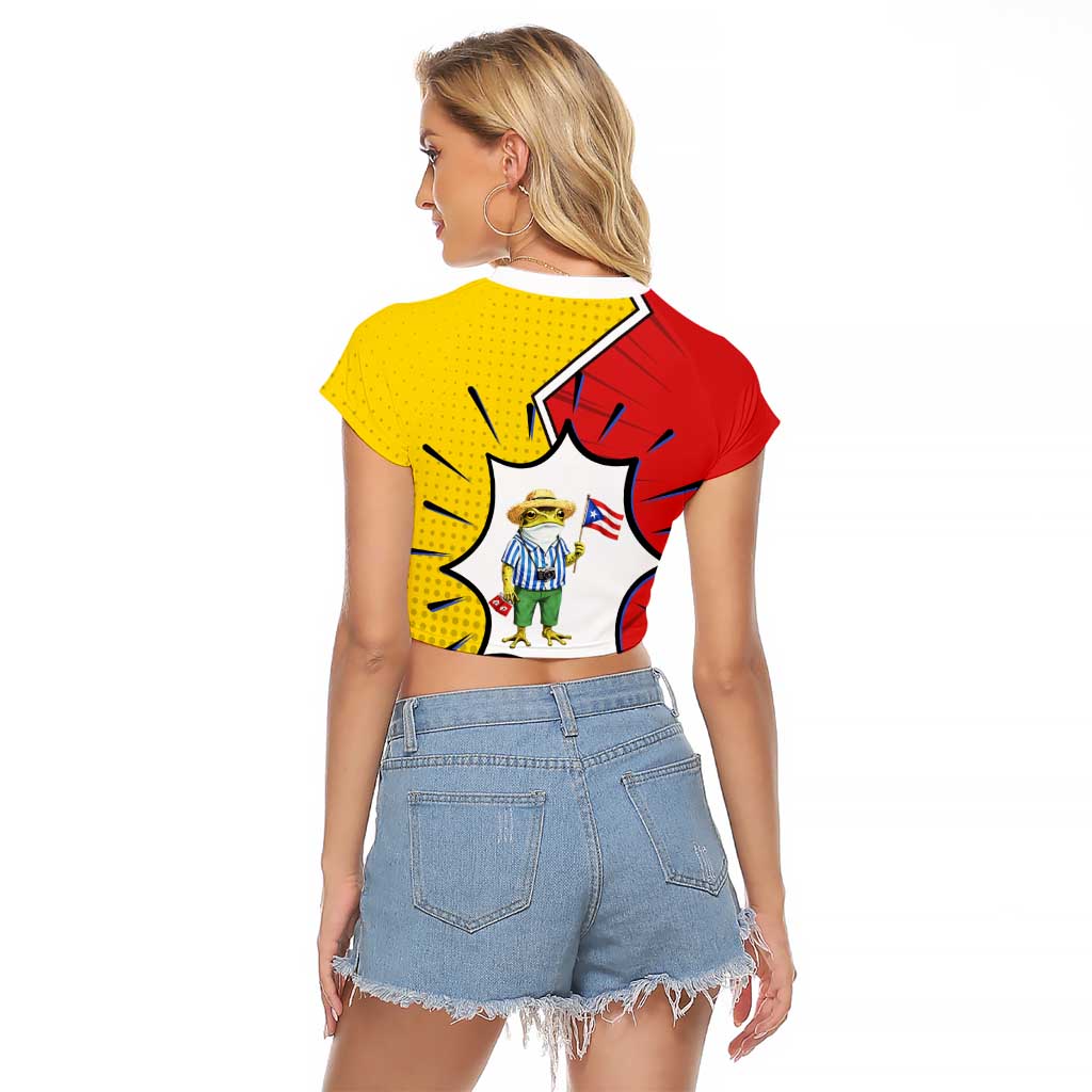 Benito Bowl Puerto Rican Frog Raglan Cropped T Shirt Playful Pop‑Culture Game Day
