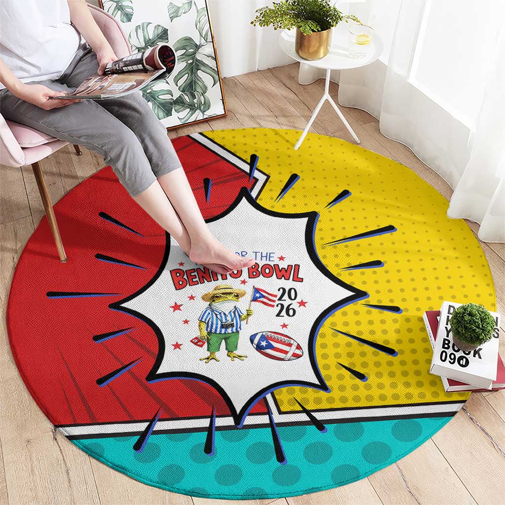 Benito Bowl Puerto Rican Frog Round Carpet Playful Pop‑Culture Game Day