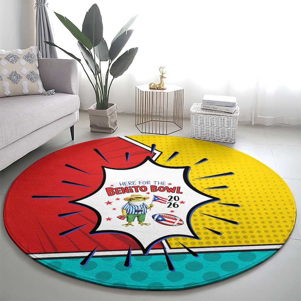 Benito Bowl Puerto Rican Frog Round Carpet Playful Pop‑Culture Game Day