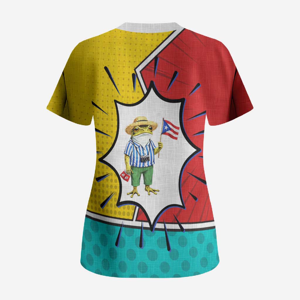 Benito Bowl Puerto Rican Frog Scrub Top Playful Pop‑Culture Game Day