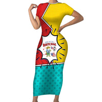 Benito Bowl Puerto Rican Frog Short Sleeve Bodycon Dress Playful Pop‑Culture Game Day