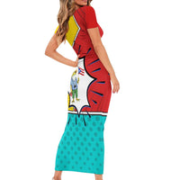 Benito Bowl Puerto Rican Frog Short Sleeve Bodycon Dress Playful Pop‑Culture Game Day