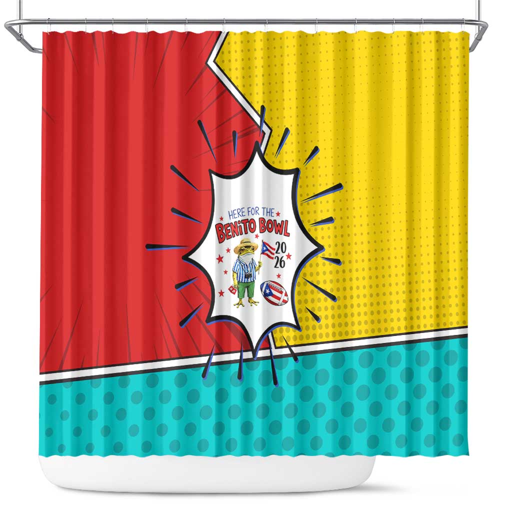 Benito Bowl Puerto Rican Frog Shower Curtain Playful Pop‑Culture Game Day