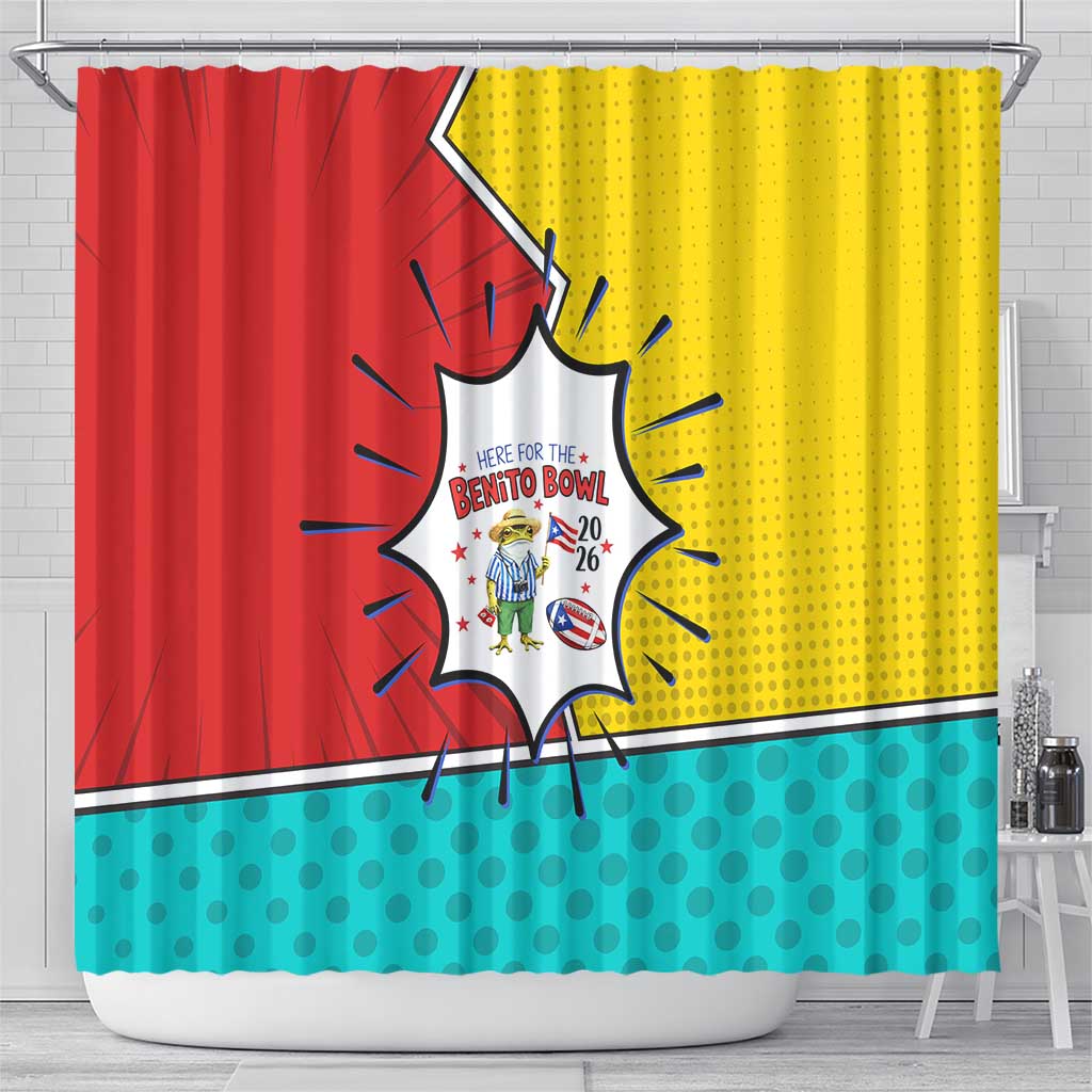 Benito Bowl Puerto Rican Frog Shower Curtain Playful Pop‑Culture Game Day