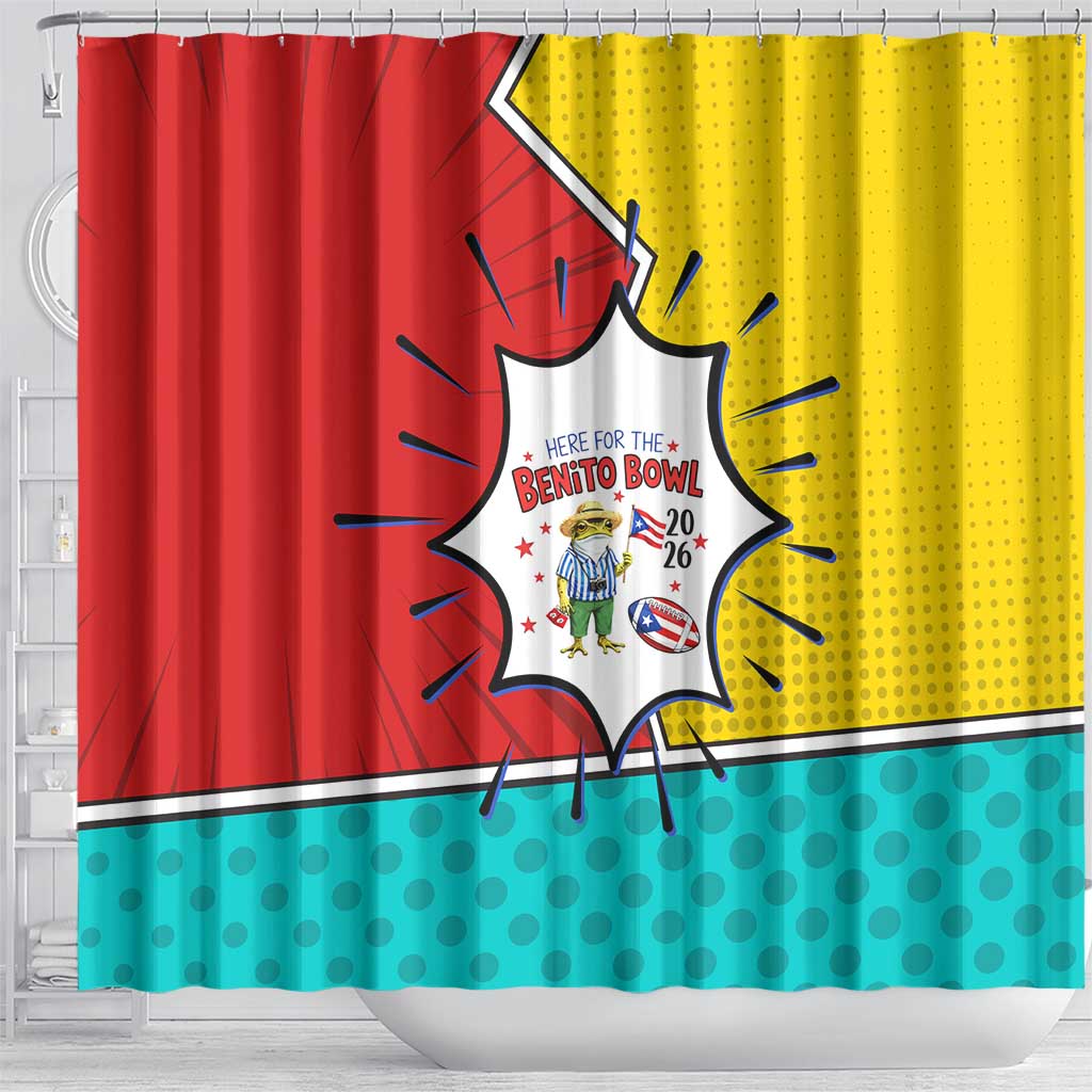 Benito Bowl Puerto Rican Frog Shower Curtain Playful Pop‑Culture Game Day